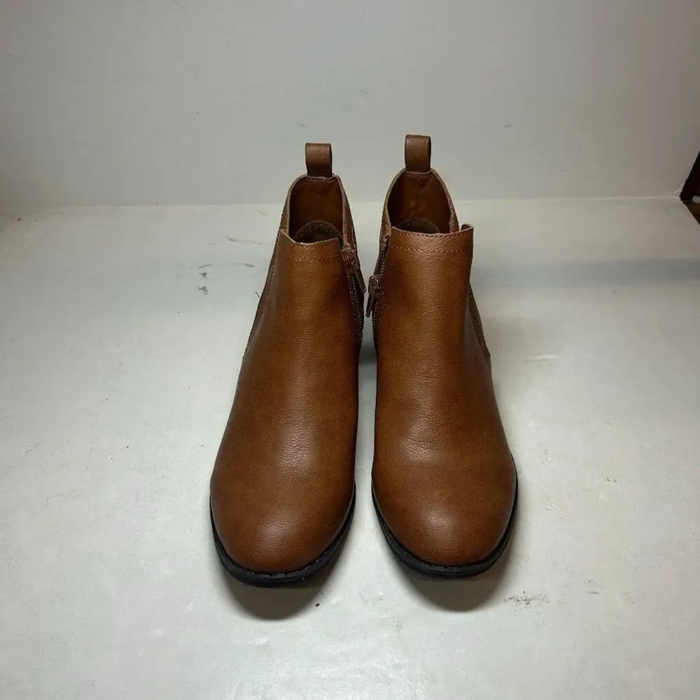 Sun Stone Womens 10 W Brandy Tan Faux Leather Cadee Ankle Booties NIB MO8 - Picture 3 of 5